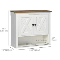 kleankin Farmhouse Bathroom Wall Cabinet, Medicine Cabinet, Over Toilet Storage Cabinet with Storage Shelves for Kitchen, Entryway, White(m-3)