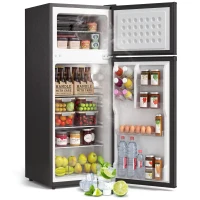 HOMCOM 7.7 Cu. Ft. Mini Fridge with Freezer, Compact Refrigerator with Adjustable Thermostat, Reversible Door, Black(m-13)