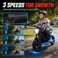 Qaba 24V Kids Electric Motorcycle with 180W Motor, 12" Rubber Tires, Up to 11MPH, Twist Throttle for Ages 6-12, Black(m-5)