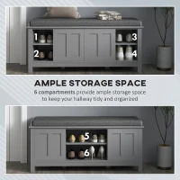 HOMCOM Modern Shoe Storage Bench, Entry Way Bench with Cushion, 2 Sliding Doors, Storage Ottoman Bench, Holds 10 Pairs, Gray(m-4)
