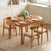 HOMCOM 55" Wood Kitchen Table, Drop Leaf Tables for Small Spaces, Walnut(m-2)