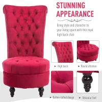 HOMCOM Retro High Back Armless Royal Accent Chair Fabric Upholstered Tufted Seat for Living Room, Dining Room and Bedroom, Crimson Red(m-4)