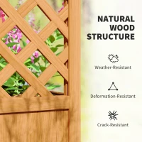 Outsunny Wooden Raised Garden Bed with Arch Trellis, 33" x 14" x 57" Raised Planter Box with Drainage Holes, Trellis Planter for Vine Climbing Plants(m-5)