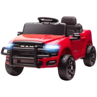 Qaba 12V Ride on Car, Licensed Dodge RAM 3500 Electric Vehicle with Remote Control, Suspension for 3-5 Years, Red(m-2)