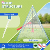 Outsunny Metal Swing Set for Backyard, 4 in 1 Design with 1 Nest Swing, 2 Seats, 1 Slide, Holds Up to 352 lbs. for Ages 3-8(m-4)