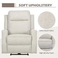 HOMCOM Electric Power Recliner, Wall Hugger Armchair with USB Charging Station, Sofa Recliner with Linen Upholstered Seat and Retractable Footrest, Cream White(m-7)