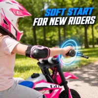 Qaba 36V Electric Dirt Bike for Kids with Brushless Motor, Up to 9.9 MPH, Inflatable Tires and Rear Suspension, Pink(m-7)