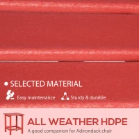 Outsunny Patio Side Table, 15" Square Outdoor End Table, HDPE Plastic Tea Table for Adirondack Chair, Backyard or Lawn, Red(m-4)