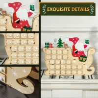 HOMCOM Wooden Christmas Advent Calendar with 24 Countdown Drawers, Reusable Holiday Decor Xmas Gift for Kids Adults, Natural(m-5)