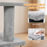 PawHut Pet Stairs, Cat Stairs with 2/3/4-Step Flexible Setup for Bed, Sofa, Gray(m-7)