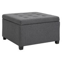 HOMCOM Tufted Storage Ottoman, Upholstered Accent Bench Seat, Cube Storage Box, Footrest Stool, Dark Grey(m-2)