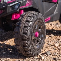 Qaba 24V 2 Seater Ride On Truck Car for Big Kids with Remote Control, Dual Motors, 4-Wheel Suspension for Ages 3-8, Pink(m-8)