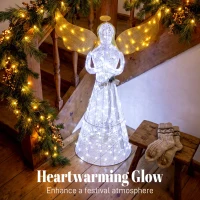 Outsunny 5ft Lighted Christmas Praying Angel Decoration with 180 LED Lights, 8 Modes, Daily Timer, for Sheltered Patio, Yard(m-4)