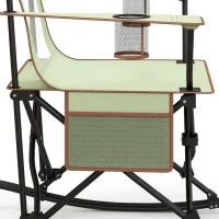 Outsunny Outdoor Rocking Chair Folding Camping Chair Portable Rocker with Armrests, Side Cup Holders, & Carry Bag, Green(m-8)