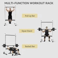 Soozier Squat Rack with Pull Up Bar and Barbell Bar Adjustable Bench Press Multi-Function Weight Lifting Half Rack, White(m-4)