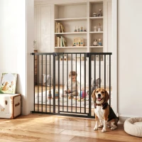 PawHut Baby Gate, Pet Gate with 3 Extensions, Auto-Close, Two-Way Open, Pressure Mounted, 36"H, Black(m-12)