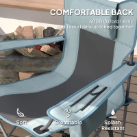 Outsunny Folding Rocking Camping Chairs, Portable Chairs with Headrest, Cooler Bag, Cup Holder, Carry Bag, 2 Pack, Gray(m-5)
