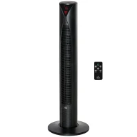 HOMCOM Freestanding Tower Fan Cooling for Home Bedroom with 3 Speed, 12h Timer, Oscillating, LED Sensor Panel, Remote Controller, Black(m-11)