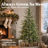 HOMCOM 6ft Prelit Sparse Christmas Tree with Downswept Hinges Warm White LED Lights, Green(m-4)