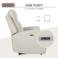 HOMCOM Electric Power Recliner, Wall Hugger Armchair with USB Charging Station, Sofa Recliner with Linen Upholstered Seat and Retractable Footrest, Cream White(m-6)