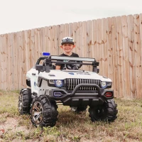 Aosom 53" L 2-Seater 12V Police Car Ride On Truck with Remote Control, Battery Operated Electric Car for Kids with Suspension, MP3 Player, Lights, Music, Horn, White(m-10)