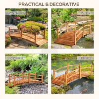 Outsunny 6FT Wooden Garden Bridge Classic Arc Footbridge with Guardrails for Stream Pond Walkway, Orange(m-6)