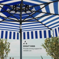 Outsunny 8.6FT Patio Umbrella, UPF 30+ Outdoor Market Umbrella, 2-Tier Vented Patio Table Umbrella with Crank 8 Ribs, Tiltable Porch Umbrella for Garden Deck Poolside, Navy Blue(m-8)