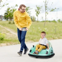 Qaba 12V Electric Ride on Bumper Car for Kids 1.5-5 Years Old, Baby Bumper Car with Remote Control, Green(m-2)