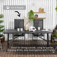 Outsunny Foldable Patio Dining Table for 6, Rectangular Outdoor Table for Garden Lawn Backyard, Dark Grey(m-4)