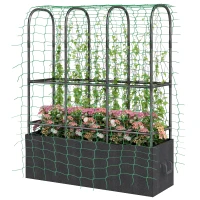 Outsunny Raised Garden Bed with Trellis, Tomato Cage with 52.8 Gal Grow Bag, Garden Cucumber Trellis Plant Cage(m-3)