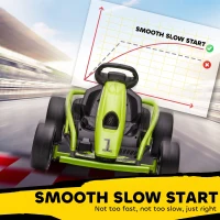 Aosom 24V Electric Go Kart for Kids, Drift Ride-On Racing Go Kart with 2 Speeds, for Boys Girls Aged 8-12 Years Old, Green(m-7)