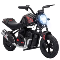 Qaba 24V Kids Electric Motorcycle with 180W Motor, 12" Rubber Tires, Up to 11MPH, Twist Throttle for Ages 6-12, Black(m-11)