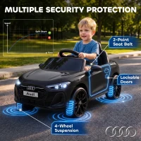 Qaba Audi A5L Licensed Electric Ride on Car for Kids 3-6 with Remote Control Dual Motors 4-Wheel Suspension Music, Black(m-6)