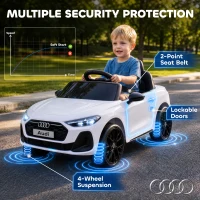 Qaba Audi A5L Licensed Electric Ride on Car for Kids with Remote Control Dual Motors 4-Wheel Suspension Music for 3-6, White(m-6)