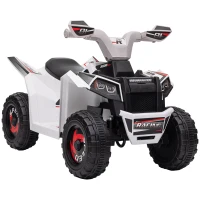 Aosom 6V Quad Kids Electric Car with Wear-resistant Wheels, for Boys and Girls Aged 18-36 Months, White(m-9)