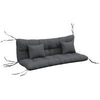Outsunny 59" Tufted Bench Cushions & Throw Pillows, Replacement Bench Seat Pad, Back & 2 Pillows for Outdoor Furniture, Charcoal(m-11)