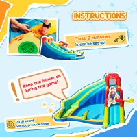 Outsunny 5-in-1 Inflatable Water Slide Kids Bounce House Water Park Jumping Castle Includes Trampoline Slide Water Pool Cannon Climbing Wall with Carry Bag, Repair Patches, 450W Air Blower(m-7)