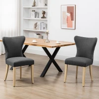 HOMCOM Dining Chairs Set of 2 with Wing Backrest, Grey(m-10)