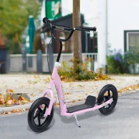 HOMCOM Adjustable Kids Pro Stunt Scooter Children Street Bike Bicycle Ride On with 12” Tire (Black)(m-8)