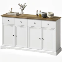 HOMCOM Sideboard Buffet Cabinet, 55" Farmhouse Kitchen Cabinet with Soft-Close Doors, 2 Drawers and 2 Adjustable Shelves(m-2)