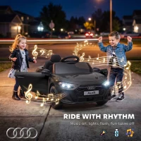 Qaba Audi A5L Licensed Electric Ride on Car for Kids 3-6 with Remote Control Dual Motors 4-Wheel Suspension Music, Black(m-7)