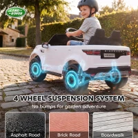Qaba 12V Electric Car for Kids, Licensed Land Rover Ride on Car with Parent Remote, Soft Start, 4 Wheel Suspension, White(m-5)