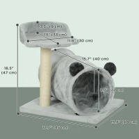 PawHut 18.5" Small Cat Tree, Compact Cat Tower with Tunnel, Scratching Post, Plush Bed, Dangling Ball, for Indoor Use, Grey(m-3)