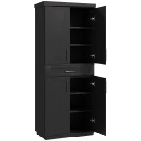 HOMCOM 72" Storage Cabinet, Freestanding Kitchen Pantry Cabinet with 4 Doors, Drawer and 3 Adjustable Shelves, Black(m-2)