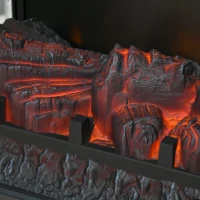 HOMCOM Electric Fireplace Heater, Freestanding Fireplace Stove with Realistic LED Log Flames and Overheating Safety Protection, 1400W, Black(m-10)