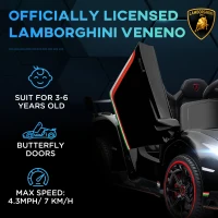 Aosom Lamborghini Veneno Licensed 12V Electric Kids Ride on Car with Remote for 3-6 Years, Black(m-4)
