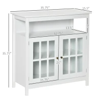HOMCOM Sideboard Buffet Cabinet with Open Shelf, Glass Doors and Adjustable Shelf, Accent Cabinet for Kitchen, Living Room, White(m-3)