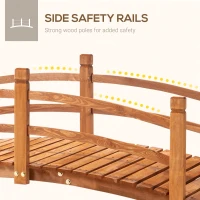 Outsunny 6FT Wooden Garden Bridge Classic Arc Footbridge with Guardrails for Stream Pond Walkway, Orange(m-4)