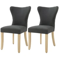 HOMCOM Dining Chairs Set of 2 with Wing Backrest, Grey(m-11)