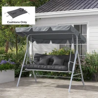 Outsunny 59" Tufted Bench Cushions & Throw Pillows, Replacement Bench Seat Pad, Back & 2 Pillows for Outdoor Furniture, Charcoal(m-2)